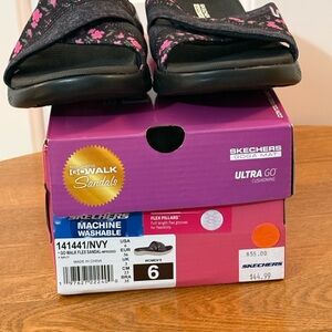 Skechers Black and Pink Sandals with Comfort and Style